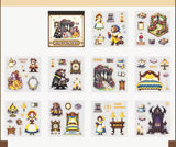 pixel fairytale mini clear sticker book of 10 pages of cartoon fairy stories including alice, little red riding hood, beauty and the beast and snow white