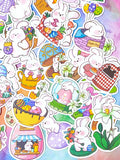 easter bunny bunnies rabbit rabbits cute kawaii fun big matte spring springtime sticker stickers laptop stationery set sets cute kawaii uk gift gifts pink white egg eggs basket baskets happy easter floral flowers