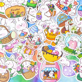 easter bunny bunnies rabbit rabbits cute kawaii fun big matte spring springtime sticker stickers laptop stationery set sets cute kawaii uk gift gifts pink white egg eggs basket baskets happy easter floral flowers