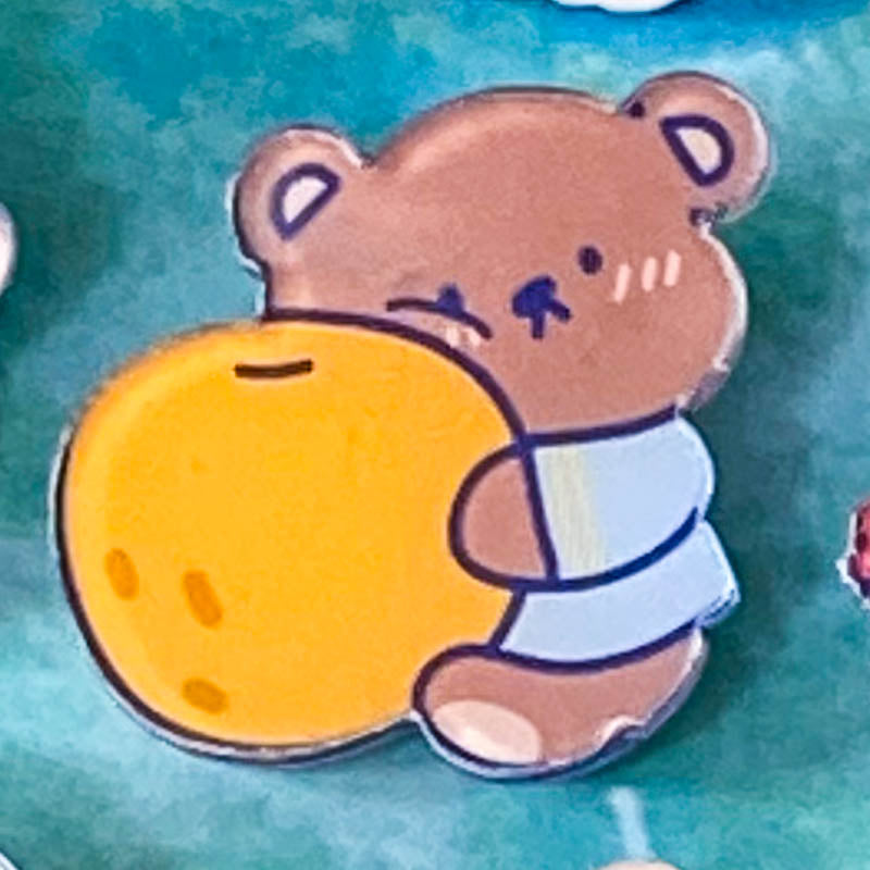 Just 50p! BEAR & BUNNY Large ACRYLIC PIN BROOCH- 15 Cute Designs