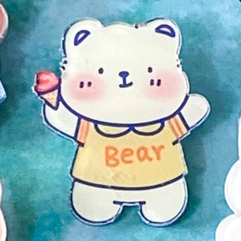Just 50p! BEAR & BUNNY Large ACRYLIC PIN BROOCH- 15 Cute Designs