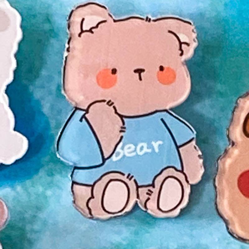 Just 50p! BEAR & BUNNY Large ACRYLIC PIN BROOCH- 15 Cute Designs