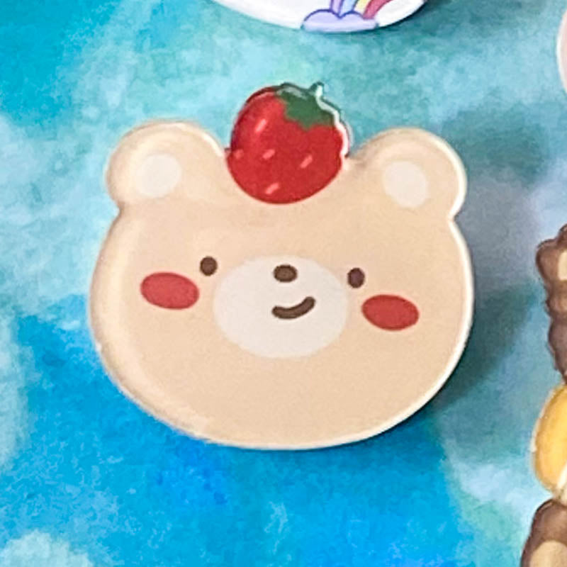Just 50p! BEAR & BUNNY Large ACRYLIC PIN BROOCH- 15 Cute Designs