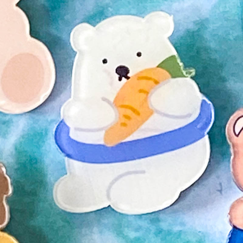 Just 50p! BEAR & BUNNY Large ACRYLIC PIN BROOCH- 15 Cute Designs