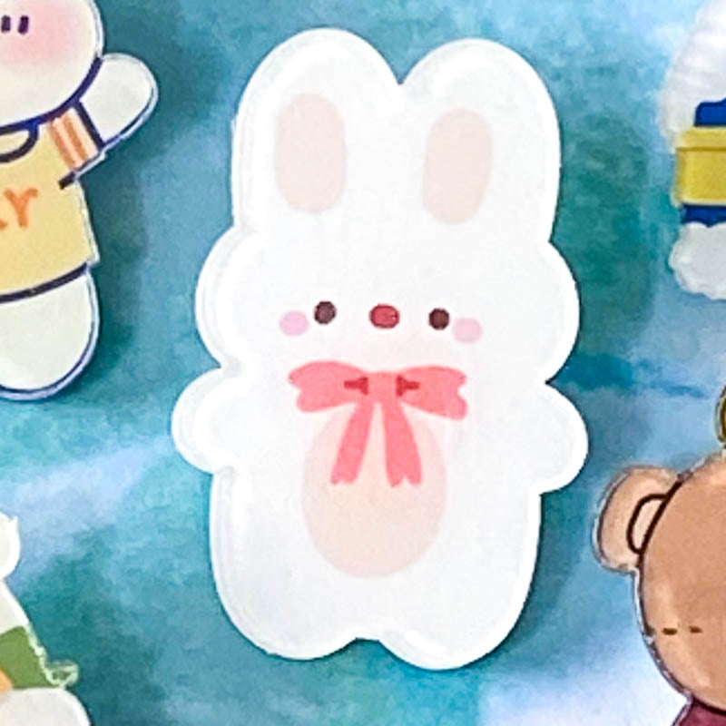 Just 50p! BEAR & BUNNY Large ACRYLIC PIN BROOCH- 15 Cute Designs
