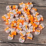 handmade fox foxes orange white beads bead bundle head polymer clay fimo poly uk cute kawaii craft supplies shop hand made colourful pretty