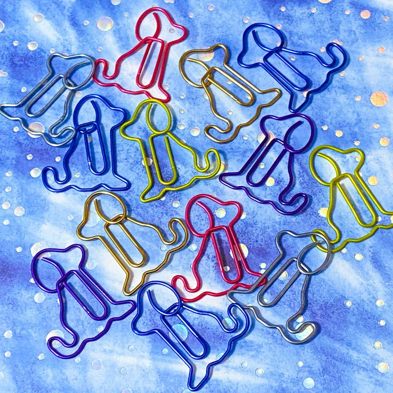 puppy large dog dogs paper clip clips planner metal coloured metallic blue red cerise pink blue purple silver grey jumbo accessories planner supplies uk cute kawaii stationery big