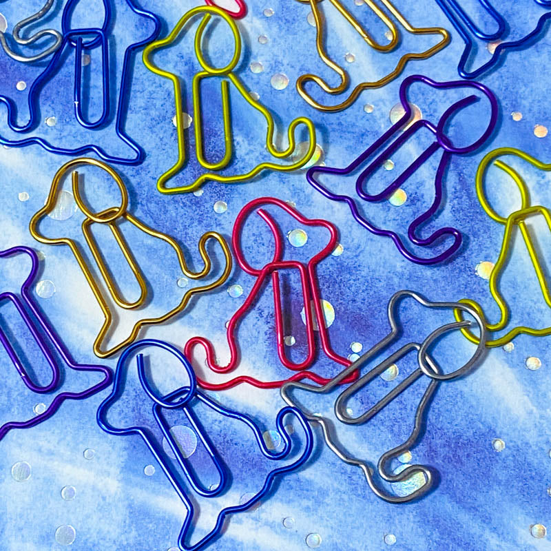 puppy large dog dogs paper clip clips planner metal coloured metallic blue red cerise pink blue purple silver grey jumbo accessories planner supplies uk cute kawaii stationery big