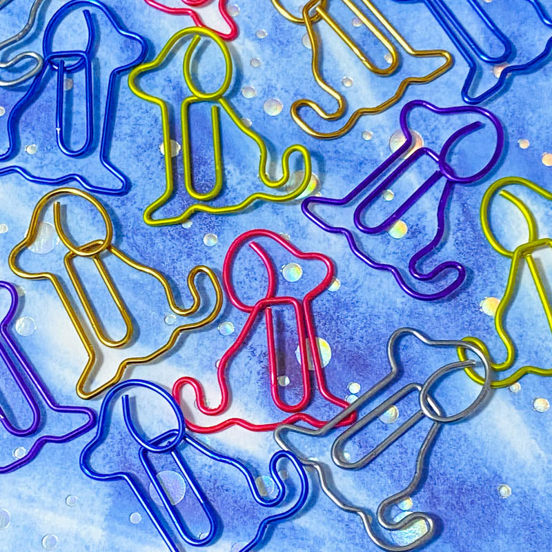 puppy large dog dogs paper clip clips planner metal coloured metallic blue red cerise pink blue purple silver grey jumbo accessories planner supplies uk cute kawaii stationery big