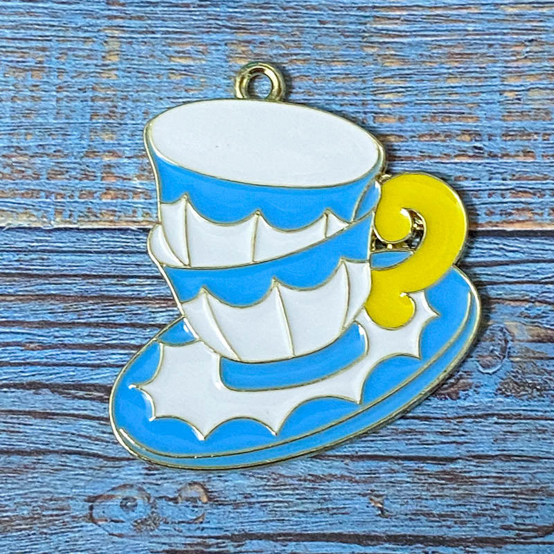 ALICE THEMED Gold Tone Large Enamel Charm