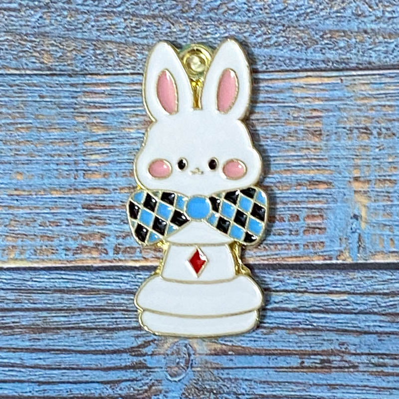 ALICE THEMED Gold Tone Large Enamel Charm