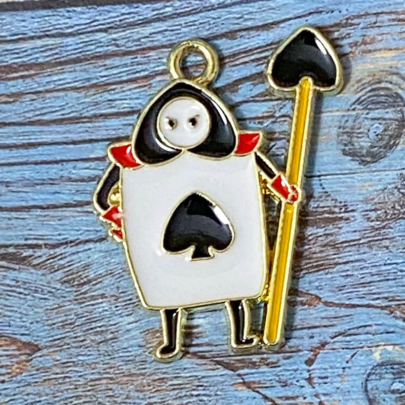 ALICE THEMED Gold Tone Large Enamel Charm