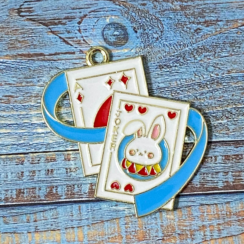 ALICE THEMED Gold Tone Large Enamel Charm