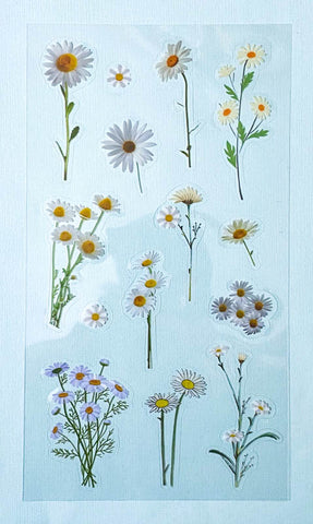 Just 55p! WHITE DAISIES Clear Plastic Sticker Sheet/s – The Kawaii Squirrel