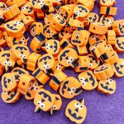 spooky pumpkin pumpkins orange faces halloween polymer clay bead beads cute kawaii uk craft supplies