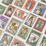 beatrix potter animal animals retro vintage stamp stamps sticker stickers flake flakes pack set victorian stationery uk cute kawaii mice mouse rabbit rabbits peter squirrel squirrels bunny frog frogs fox foxes benjamin duck ducks puddleduck kitten tom cat cats pretty colourful large big