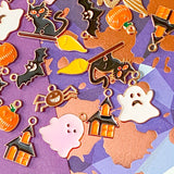 halloween spooky gold tone charm charms pendant pendants black orange white yellow pumpkin pumpkins pink ghost ghosts bat bats scary cat witch witches cats broom broomstick spider spiders haunted house houses uk craft supplies shop