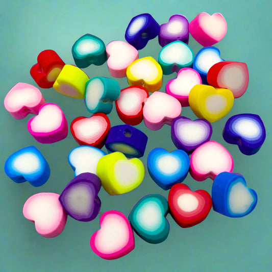 polymer clay ombre fimo heart hearts bead beads uk cute kawaii handmade craft supplies bundle pretty