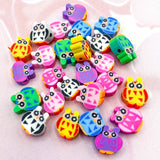 polymer clay fimo owl owls bead beads handmade uk cute kawaii craft supplies colourful bird birds bundle