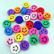 polymer clay round face faces smiling smiley happy handmade bead beads uk cute kawaii fun craft supplies 12mm fimo