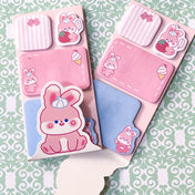 pink and blue rabbit rabbits bunny bunnies cute kawaii sticky memo memos pad pads note notes set fun pretty easter gift gifts uk stationery shop strawberry cupcake lolly ice cream treats striped