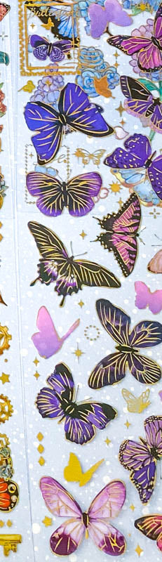 HOLO FOIL STICKERS Butterflies Flowers Crystals Keys