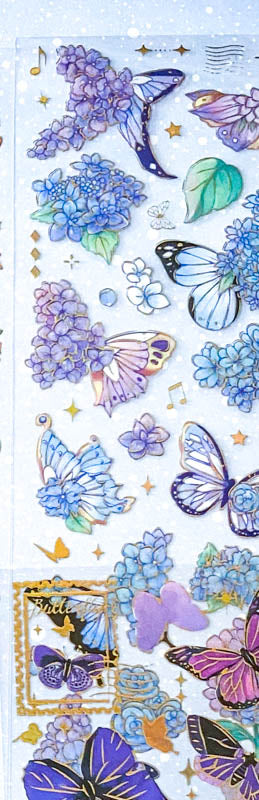 HOLO FOIL STICKERS Butterflies Flowers Crystals Keys