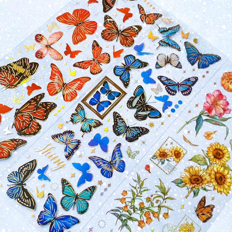bargain sticker stickers sheet sheets holo holographic clear plastic transparent stationery butterfly butterflies key keys garden flower flowers bloom blossom letters alpha alphabet numbers gem gems gemstones crystal crystals uk cute kawaii stationery shop store purple lilac yellow green peach pink red orange bright green