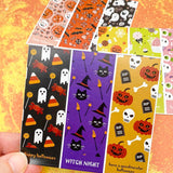 halloween tall sticker seal seals packaging spooky cute kawaii uk stationery pack long strips ghost pumpkin lolly lollipop candy black cat cats bats stickers party bags treat labels bag
