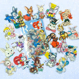 retro vintage kitsch feel bunny rabbit bunnies rabbits clear plastic pet sticker stickers flake flakes pack uk cute kawaii stationery shop present gift gifts easter spring fun funny old fashioned victorian 1940s 1950s nostalgic