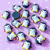 cute kawaii penguin penguins charm charms pendant resin resins black and white pink yellow cute kawaii craft supplies feet wings baby pretty fun shop store 21mm