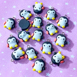 cute kawaii penguin penguins charm charms pendant resin resins black and white pink yellow cute kawaii craft supplies feet wings baby pretty fun shop store 21mm