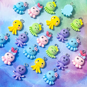 cute kawaii jellyfish jelly fish octopus sea ocean creatures life charm charms pendant pendants uk craft supplies shop store blue pink green purple lilac yellow funny pretty small happy faces silver tone metal hook