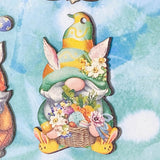 easter spring bunny rabbit gnome gnomes gonk gonks hanging wood wooden natural eco decoration painted tree decs uk cute kawaii gift gifts spring easter egg eggs basket carrot chick chicks spring flower flowers floral individual present home garland