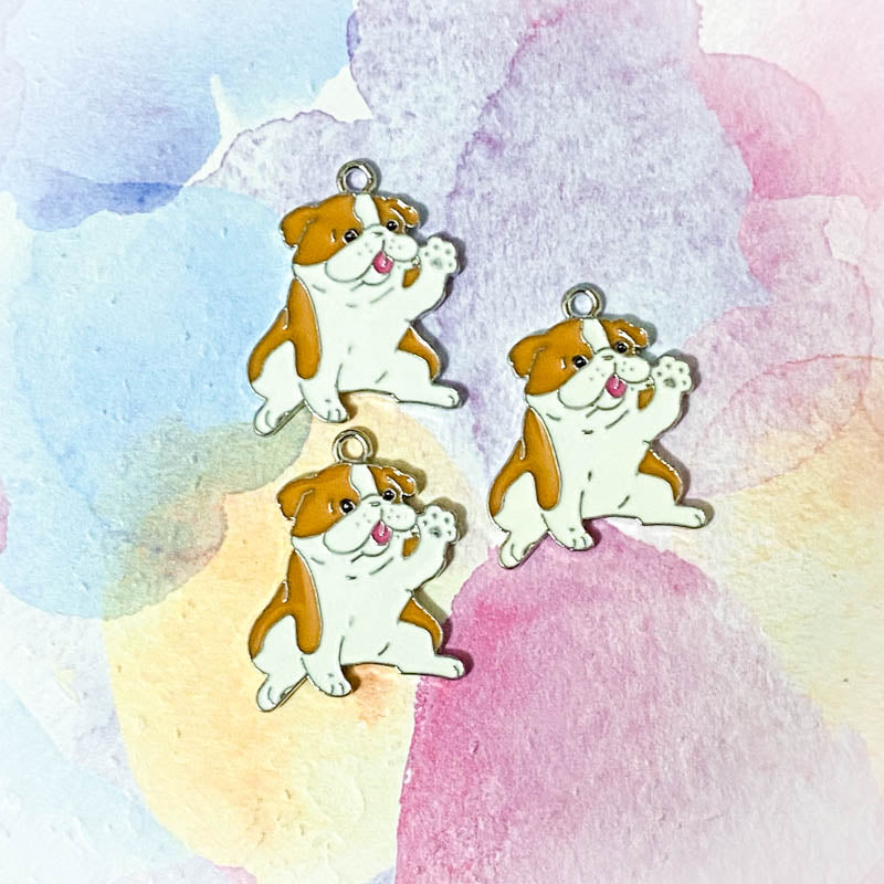cute kawaii dog dogs puppy charm charms pendant pendants uk craft supplies tag tags collar white black yellow sausage dachshund husky round bone black white bulldog shop store craft crafts supplies enamel enamelled metal silver tone
