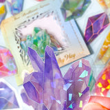 sparkly crystal crystals gem gems stone stones holo holographic foil rainbow highlights foiled sticker stickers flake flakes pack uk cute kawaii stationery planner supplies store shop bright big large red orange green yellow purple pink gemstone pack set clear plastic