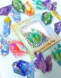 sparkly crystal crystals gem gems stone stones holo holographic foil rainbow highlights foiled sticker stickers flake flakes pack uk cute kawaii stationery planner supplies store shop bright big large red orange green yellow purple pink gemstone pack set clear plastic