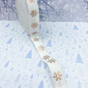 75% OFF Rose Gold Foil Snowflake Elastic Ribbon on White