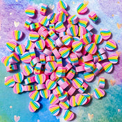 10mm rainbow stripes striped polymer clay bead beads set heart hearts pink uk cute kawaii craft supplies crafts stripy colourful shop korean store bargain pretty pink colourful