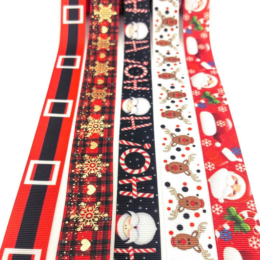 HALF PRICE Christmas Grosgrain Ribbon -Red Black & White
