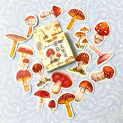 mushroom mushrooms fungi toadstool red white sticker stickers flake flakes pack box mini 45 uk cute kawaii stationery planner supplies woodland 