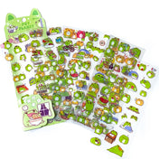 cute kawaii green frog sticker stickers clear plastic pet stationery uk  planner supplies shop animal animals funny sweet gift gifts little small pet planet pack of 10 sheets sheet
