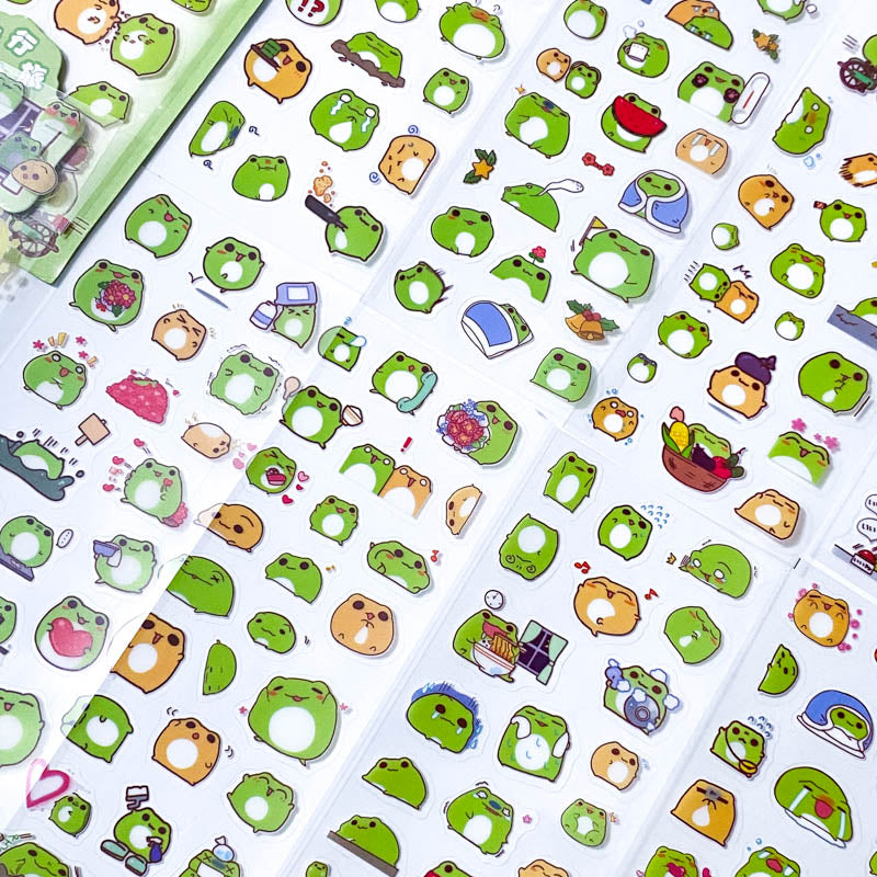 cute kawaii green frog sticker stickers clear plastic pet stationery uk planner supplies shop animal animals funny sweet gift gifts little small pet planet pack of 10 sheets sheet