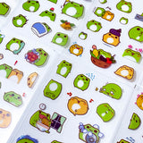 cute kawaii green frog sticker stickers clear plastic pet stationery uk planner supplies shop animal animals funny sweet gift gifts little small pet planet pack of 10 sheets sheet