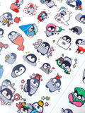 penguin penguins cute kawaii animal pet clear plastic sticker stickers sheet pack sheets uk stationery addict planner supplies shop store 10 colourful pretty