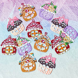 gingerbread house houses festive christmas metal rainbow charm charms pendant uk cute kawaii craft supplies cut out filigree cute kawaii craft supplies red brown lilac pink cake cupcakes cakes sweet sweets