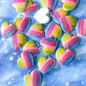 resin heart hearts charm charms glitter sparkly stripe striped cute kawaii charms bright colours small silver tone hook uk craft supplies shop iridescent ab pendant pendants pretty