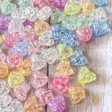 heart hearts bead beads acrylic plastic crackle glaze 10mm small 3d rounded uk cute kawaii craft supplies shop jewellery making pretty pink blue lilac clear white green yellow mixed set