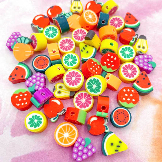 Polymer Clay FRUIT Beads Set of 8 or Single Fruits