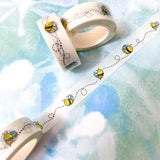 bee bees bumblebee honey yellow white cute kawaii washi tape tapes uk stationery planner supplies flying little 10m rolls roll 15mm wide 
